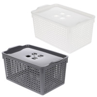 Корзинка Лофт 5,3л 295х185х145мм с крышкой белый, серый