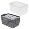 Корзинка Лофт 5,3л 295х185х145мм с крышкой белый, серый
