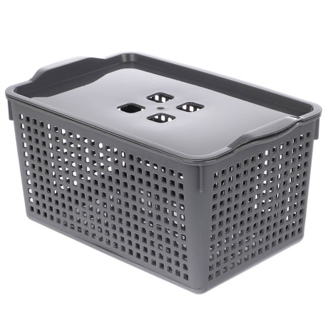 Корзинка Лофт 5,3л 295х185х145мм с крышкой белый, серый