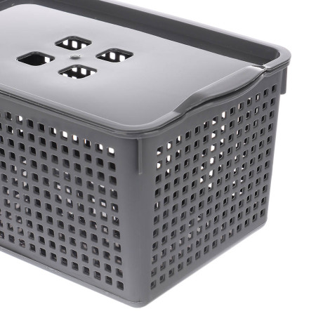 Корзинка Лофт 5,3л 295х185х145мм с крышкой белый, серый