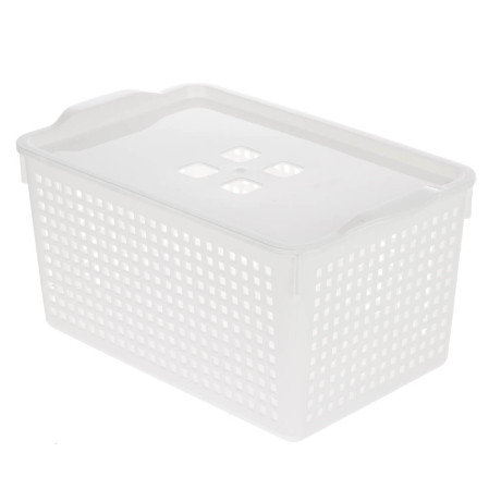 Корзинка Лофт 5,3л 295х185х145мм с крышкой белый, серый