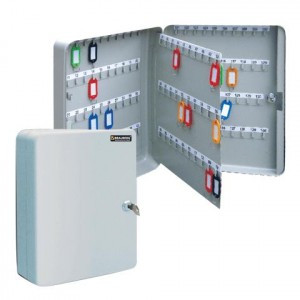 Шкафчик (Ключница) на 140 ключей BRAUBERG 370*80*280 мм, с замком, +140 брелоков, серый, 290340