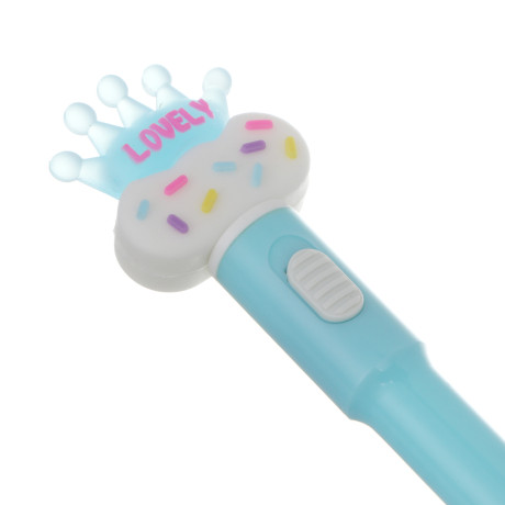 Ручка шариковая синяя 0,7мм, с LED подсветкой "Корона", 2 вида