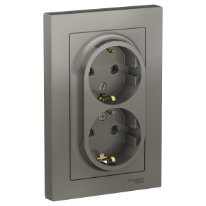 Systeme Electric AtlasDesign роз. СУ 2 мест. сталь (пл.осн., земля) ATN000924 (6!)