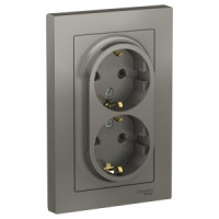 Systeme Electric AtlasDesign роз. СУ 2 мест. сталь (пл.осн., земля) ATN000924 (6!)