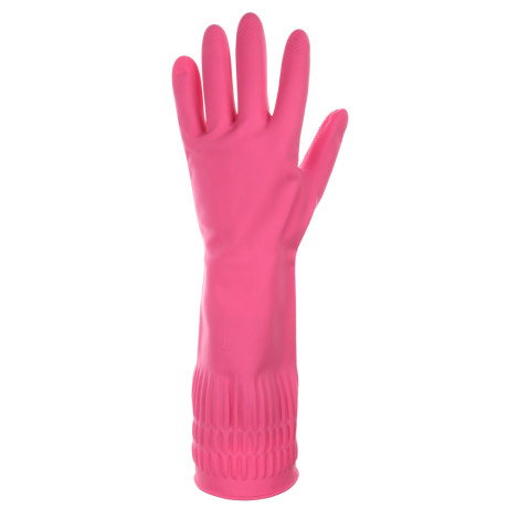 Перчатки с манжетой тм VETTA, размер М, 38см, пара 100г, латекс, розовый цвет