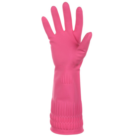 Перчатки с манжетой тм VETTA, размер М, 38см, пара 100г, латекс, розовый цвет