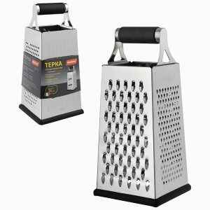 Терка четырехгранная PRATICO h=26см, нерж.сталь, прорезиненная ручка 310894 Mallony