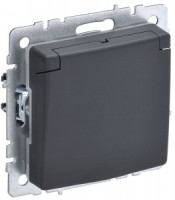 IEK BRITE мех. роз. СУ земля, штор, крыш. 16А IP20 РСбш10-3-БрГ графит BR-R16-16-K53