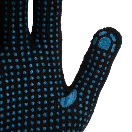 Перчатки трикотажные, ПВХ-покрытие "Точка", 10 класс, черные