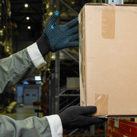 Перчатки трикотажные, ПВХ-покрытие "Точка", 10 класс, черные