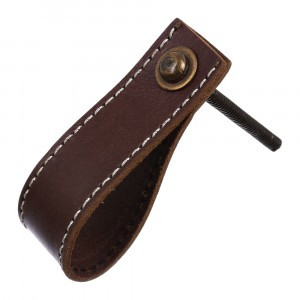 Ручка кожаная для мебели умбра жжен/бел (в кор 6 шт, цена за шт) BLUMEN HAUS