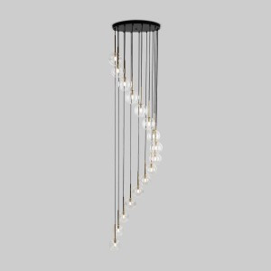 TK Lighting св-к подвес. 16x8W 500х500х2400 металл золото/прозр./черн Aurora 10182