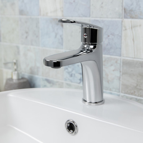 RAIN Смеситель для раковины Фианит, картридж 35мм, латунь, хром