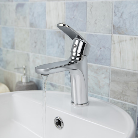 RAIN Смеситель для раковины Фианит, картридж 35мм, латунь, хром