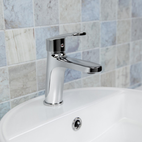 RAIN Смеситель для раковины Фианит, картридж 35мм, латунь, хром