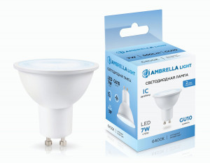Ambrella лампа св/д MR16 GU10 7W(560lm) 6400K 6K 50х54 IC 190716
