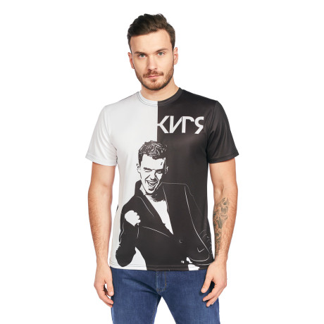 Футболка спортивная для взрослых «КИРЯ», размер XS, 100% полиэстер, черно-белая