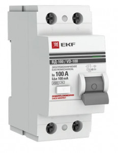 EKF PROxima выкл. дифферинциальный (УЗО) ВД-100 2P 100А 100мА, AC 4,5кА эл.мех elcb-2-100-100-em-pro