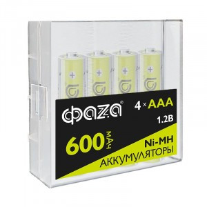 Ак-р. ФАЗА AAA  600мАч Ni-MH футляр пластик BL4 (80!) .5059740