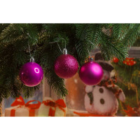 Шар Т260 6шт 6см (акрил/мат/блес) фуксия (140)