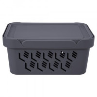 Ящик с крышкой универсальный "DELUXE", 270x190x120 мм, 4,6л Серый 433205511 Бытпласт
