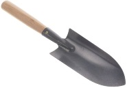 Совок посадочный крашеный с деревянной ручкой, малый