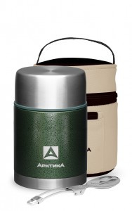 Термос Арктика 306-600А, широк. горло, 0,6л (зеленый), суповой, чехол, нерж. сталь