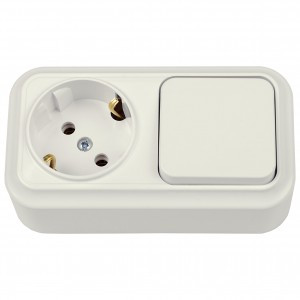 Bylectrica Вариант Блок (1 кл. выкл. 10А + роз 16А (земля) ОУ (корп. ABS) бежевый В-РЦ-7112