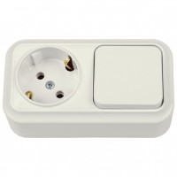 Bylectrica Вариант Блок (1 кл. выкл. 10А + роз 16А (земля) ОУ (корп. ABS) бежевый В-РЦ-7112