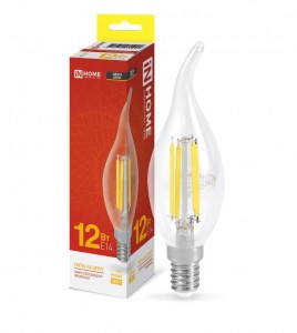 ASD/InHome лампа св/д Deco Свеча на ветру C37 E14 12W(1350lm) 3000К 2К 120x35 филам (нитевид) прозр