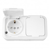 Bylectrica ПРАЛЕСКА АКВА блок (роз. 2 мест. ОУ земля шт. IP54 белый, (РА16-103)