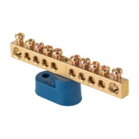 EKF Шина N &quot;Ноль&quot; (нул.) N 6x9мм 10 отверстий латунь желтый изолятор на DIN-рейку PROxima sn0-63-10-