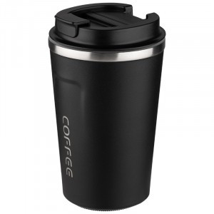 Термокружка COFFEE 380мл противоскользящее основание, нерж сталь, черная 106677 Leonord