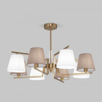 EUROSVET Люстра 8x40W E14 770x770x480 латунь/ткань бел.корич. 60149/8 Умный дом Ozark a064981