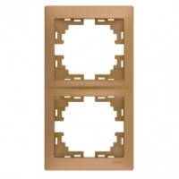 Lezard Мира рамка 2 мест. (б/вст, вертик.) металлик золото (PC) 701-1300-152/1313-152, ш-к 860685