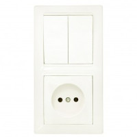 Bylectrica СТИЛЬ Блок (2 выкл. + роз.) СУ беж., (2В-РЦ-687 беж.)