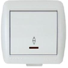 Lezard Ната выкл. ОУ 1 кл. 10А (проходн., инд.) бел. (корпус PC) 710-0200-114