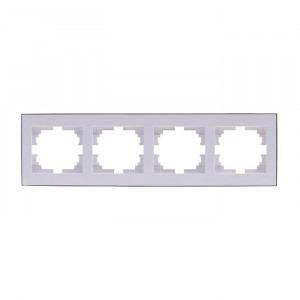 Lezard RAIN рамка 4 мест. горизонт. бел. с бок. вст. хром (PC) 703-0225-149