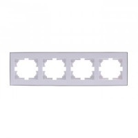 Lezard RAIN рамка 4 мест. горизонт. бел. с бок. вст. хром (PC) 703-0225-149