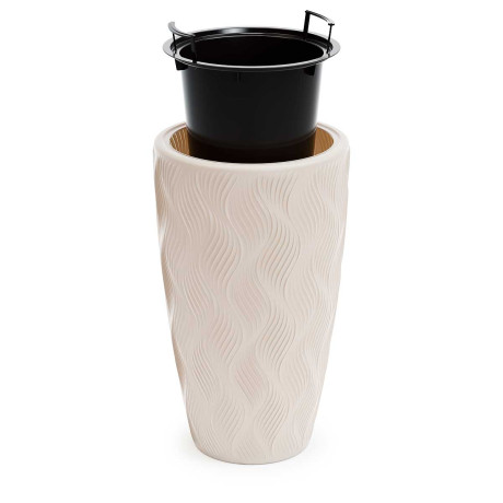 Кашпо ФЛЭЙМ 10/42 л со вставкой Светло-Бежевый БШ8887 х2