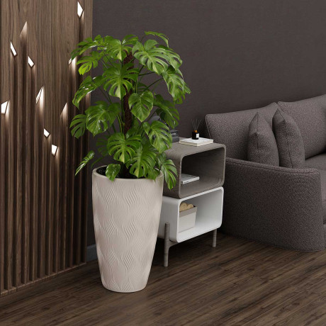 Кашпо ФЛЭЙМ 10/42 л со вставкой Светло-Бежевый БШ8887 х2