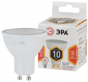 ЭРА стандарт MR16 GU10 220V 10W(800lm) 2700K 2K 60x50 LED MR16-10W-827-GU10 2813