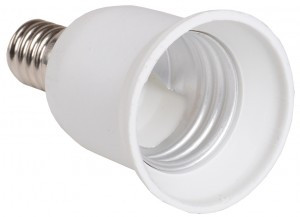 IEK Переходник с цоколя E14 на E27 белый, пластик, индивидуальный пакет ПР14-27-К02