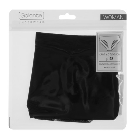 GALANTE Трусы-слипы женские с декором, р.48, 95%вискоза, 5%спандекс, черный, НБ25-8