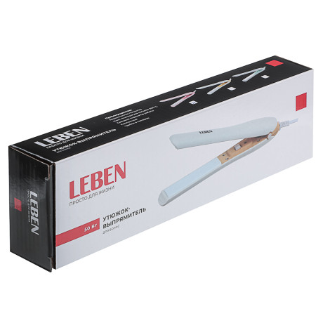 LEBEN Утюжок-выпрямитель для волос, 50Вт/220В, макс темп.нагрева 200°, керамика, пластик, 3 цвета