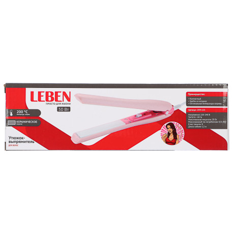 LEBEN Утюжок-выпрямитель для волос, 50Вт/220В, макс темп.нагрева 200°, керамика, пластик, 3 цвета