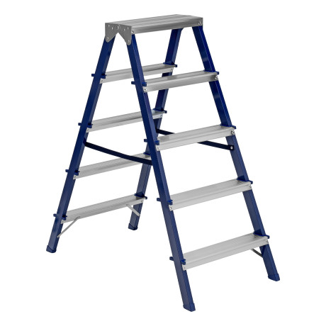 Стремянка двусторонняя 5 ступеней, стальная, Сибртех