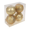СНОУ БУМ Набор шаров 8 см, 4 шт, золото, пластик, глиттер, 26-115