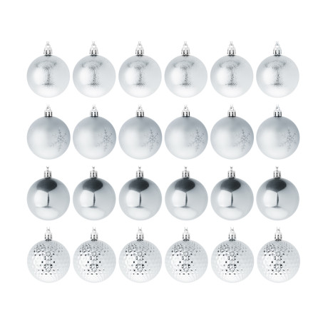 СНОУ БУМ Набор шаров 6 см, 24 шт, пластик, глиттер, 26-207